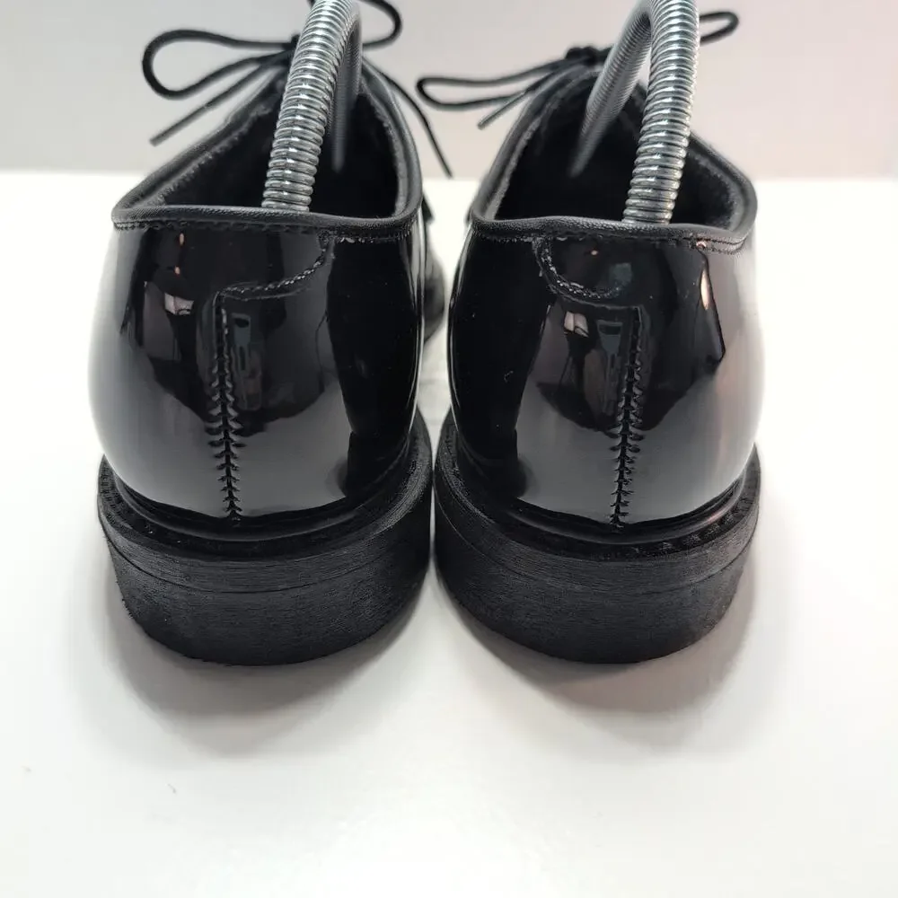 Bates Mens Size 9.5 D High Gloss Shiny Dress Shoes Black Uniform Military Plain